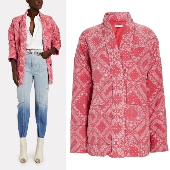 OVERLOVER Kerry Quilted Jacket in Faded Red Bandana - Picture 3 of 14